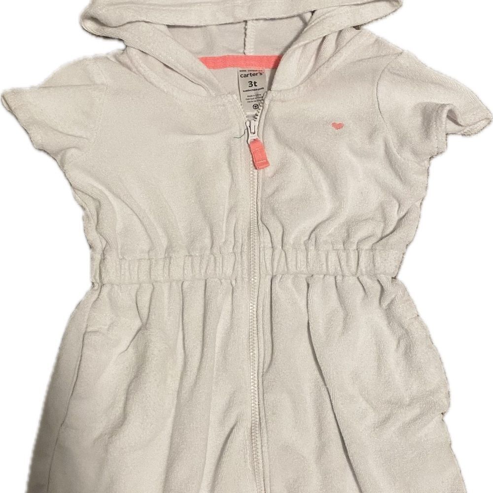 Carter's 3T White Hooded Zip-Up Swim Coverup
